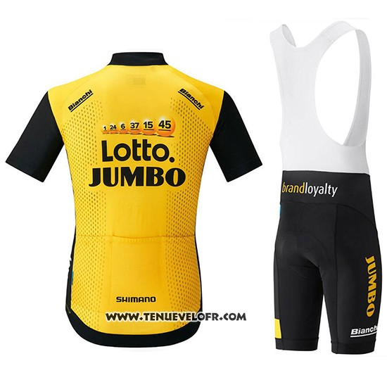 2018 Maillot Ciclismo Lotto NL Jumbo Jaune et Noir Manches Courtes et Cuissard